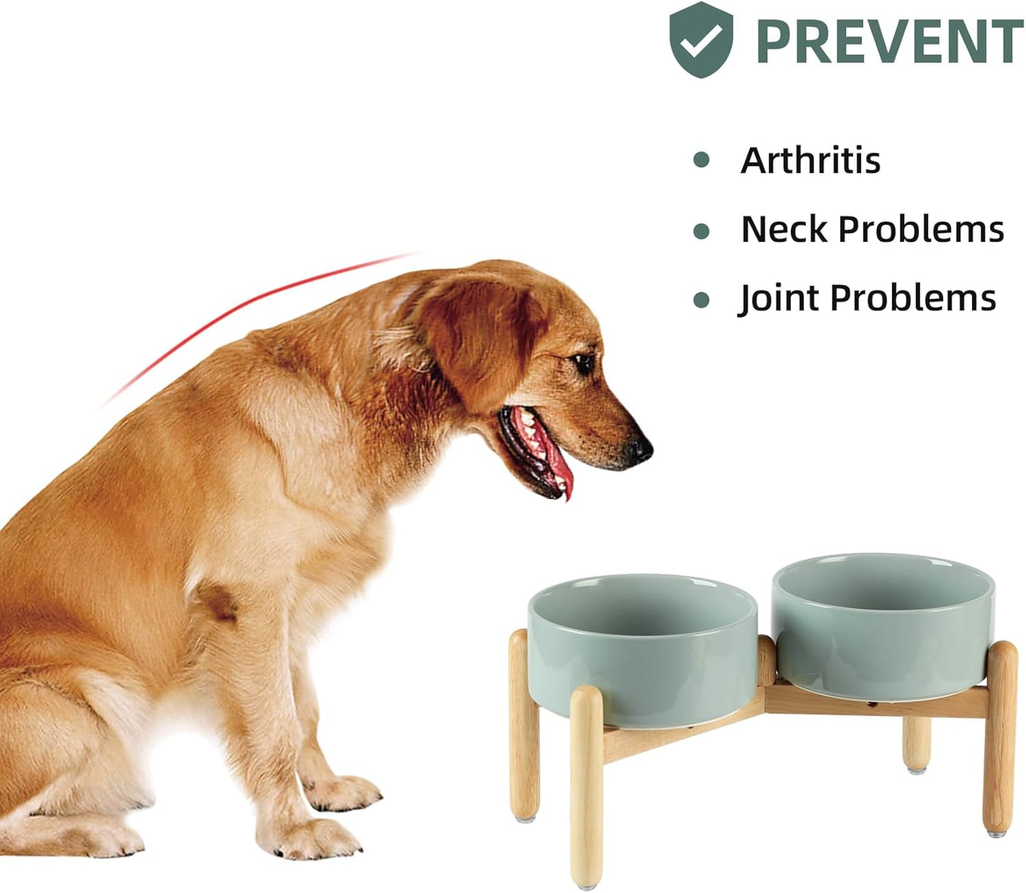 Havniva 8.3inch Ceramic Raised Dog Bowl with Stand, Elevated Dog Bowls for Large Breed Dog Food and Water Bowl Non-Slip Dog Dish Large Capacity Feeding Pet Water Bowl