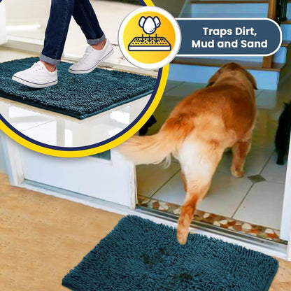 Muddy Mat® Pack of 3 Highly Absorbent Microfiber Dog Door Mat and Pet Rug, Non Slip Thick Washable Area Mat Soft Chenille for Kitchen Bathroom Bedroom and Outdoor - Beige Small, Medium & Large