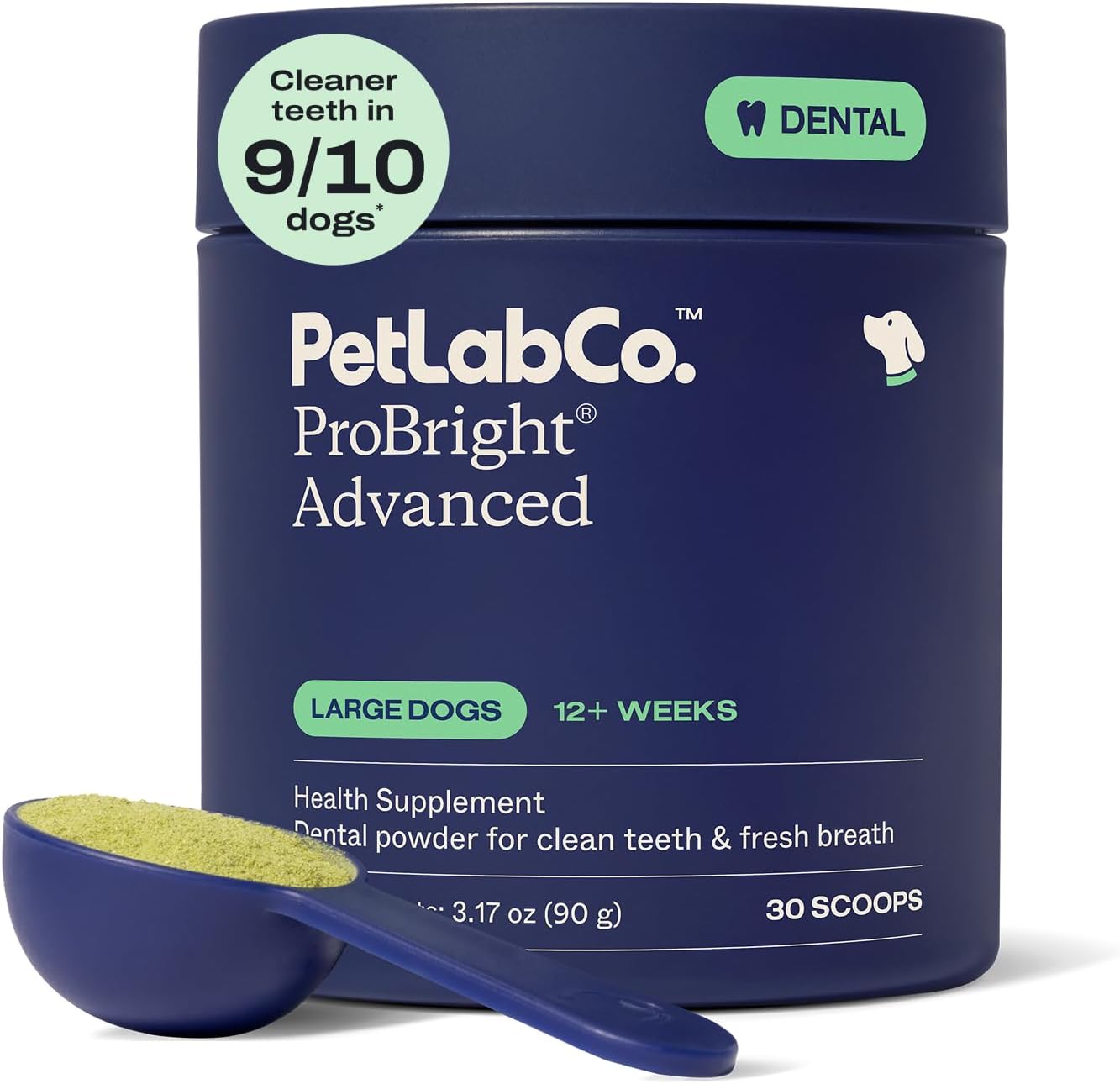 PetLab Co. ProBright Advanced Dental Powder - Dog Breath Freshener - Teeth Cleaning Made Easy – Targets Tartar & Bad Breath - Packaging May Vary - Formulated for Small Dogs
