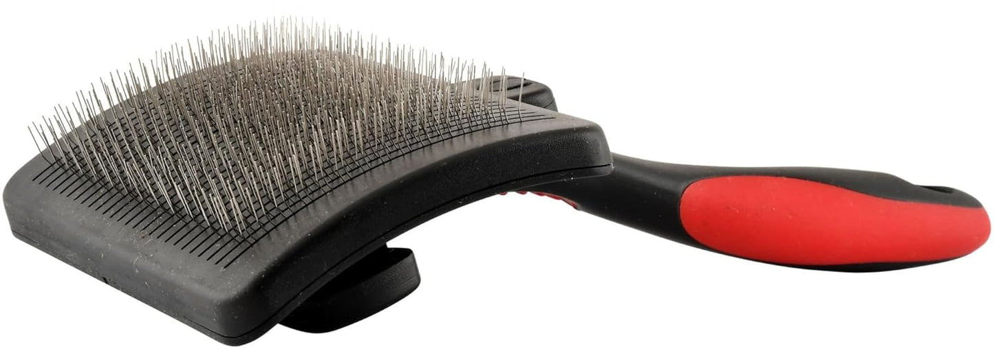 Jeffers Pet Dual Level Pin Universal Slicker Brush for Dogs, Cats & Small Pets - Curved Grooming Brush with Long & Short Pins for Shedding, Detangling, Finishing - Remove Mats & Dead Coat - Large