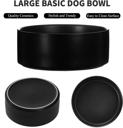6'' Ceramic Raised Dog Bowl - 30Oz Dog Food & Water Bowl with Elevated Non-Slip Bamboo Stand, Dishwasher & Microwave Safe, Anti Vomiting Heavy Duty Pet Bowl for Small and Medium Dogs, White