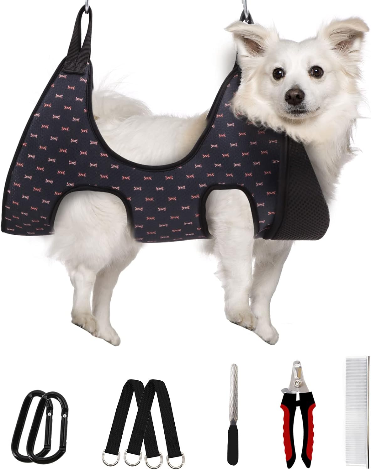 Supet Dog Grooming Hammock Harness for Dogs Cats, Relaxation Pet Nail Clipper Hammock, Restraint Dog & Small Animal Leashes Sling for Groomingk for Nail Trimming (Coral Blue, S)