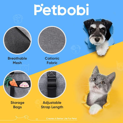Petbobi Small Dog Car Seat, Dog Car Booster Seat for Small Medium Dogs 5-15 lbs, Foldable Front Seat Safety with Sturdy PVC Tube Frame, Breathable Mesh, Grey