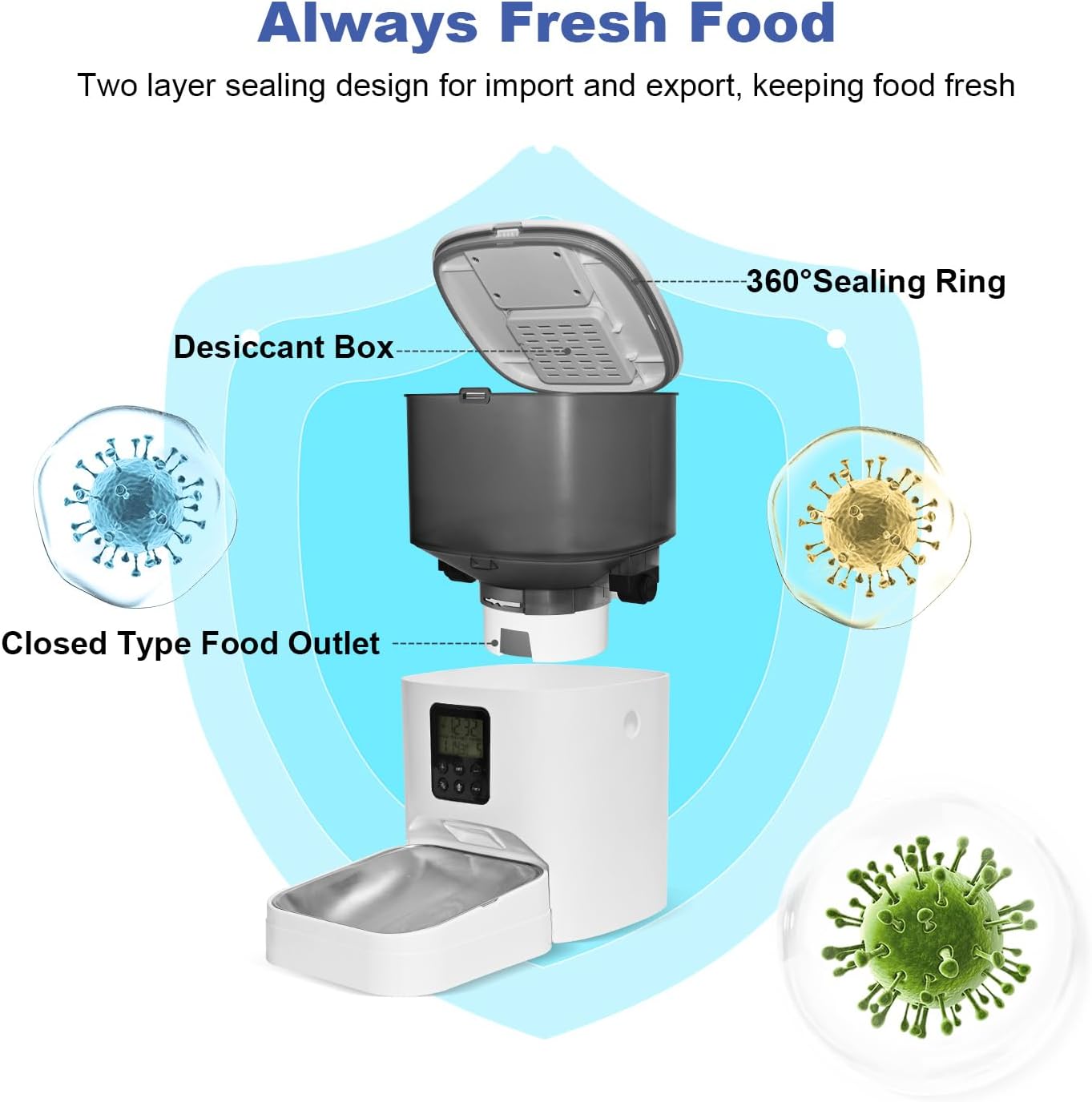 ANDOLL HOME Automatic Cat Feeder, 4L Cat Food Dispenser with 10s Voice Recorder, Pet Feeder up to 8 Meals per Day, Timed Dog Feeder with Dry Food Sealed Ring