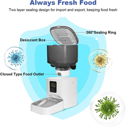 ANDOLL HOME Automatic Cat Feeder, 4L Cat Food Dispenser with 10s Voice Recorder, Pet Feeder up to 8 Meals per Day, Timed Dog Feeder with Dry Food Sealed Ring