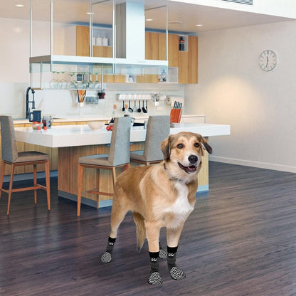 PUPTECK Anti Slip Dog Socks with Double Grippers for Hardwood Floors, Shoes for Hot/Cold Pavement, Boots & Paws Protectors to Prevent Licking, Traction Booties for Senior Small Large Dogs