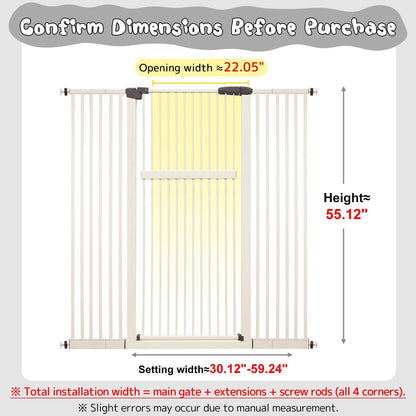 Lumizone Extra Tall Cat Gate 61.02" High Pressure Mounted Extra Wide 30.12"-34.05" (17Sizes) 1.37" Gap No Drilling Auto-Close Tall Pet Gate for Dogs (Black, 30.12"-34.05" W)