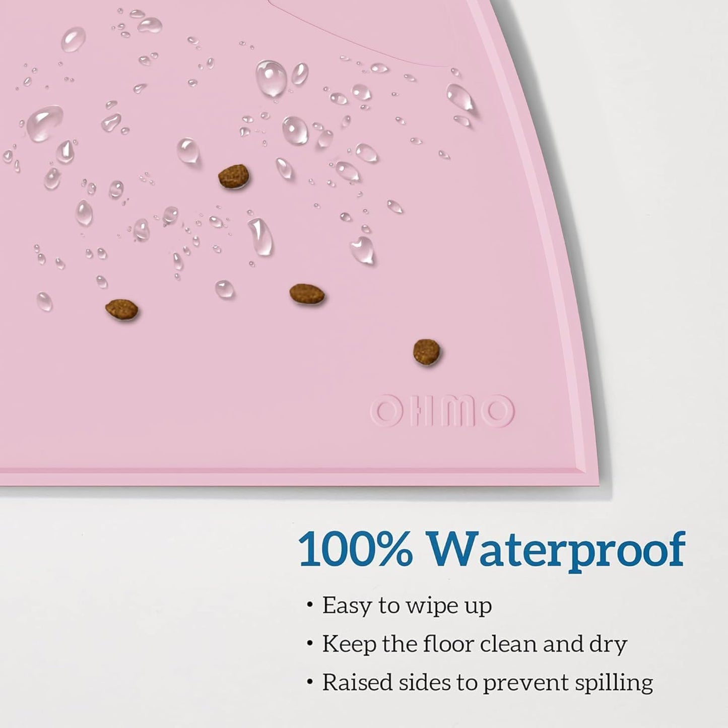 OHMO - Cat Food Mat, Silicone Pet Feeding Mat for Floor Non-Skid Waterproof Dog Water Bowl Tray, Easy to Clean Pet Placemat (Erythrinus, 18 * 9.8'')