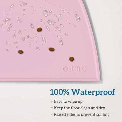 OHMO - Cat Food Mat, Silicone Pet Feeding Mat for Floor Non-Skid Waterproof Dog Water Bowl Tray, Easy to Clean Pet Placemat (Erythrinus, 18 * 9.8'')