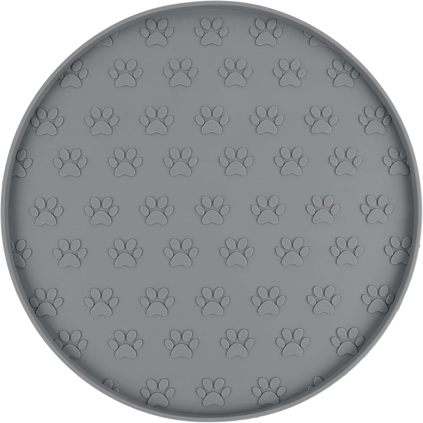 SUNLAND Silicone Dog Food Mat, Pet Feeding Mat for Food and Water, Waterproof Non-Slip Cat Feeding Bowl Mat with Raised Edge, Prevents Residue from Spilling onto The Floor Grey