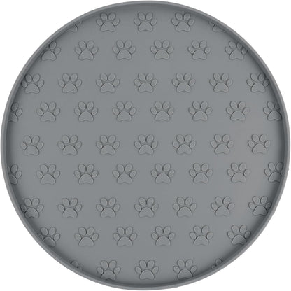 SUNLAND Silicone Dog Food Mat, Pet Feeding Mat for Food and Water, Waterproof Non-Slip Cat Feeding Bowl Mat with Raised Edge, Prevents Residue from Spilling onto The Floor Grey