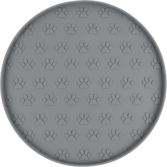 SUNLAND Silicone Dog Food Mat, Pet Feeding Mat for Food and Water, Waterproof Non-Slip Cat Feeding Bowl Mat with Raised Edge, Prevents Residue from Spilling onto The Floor Grey