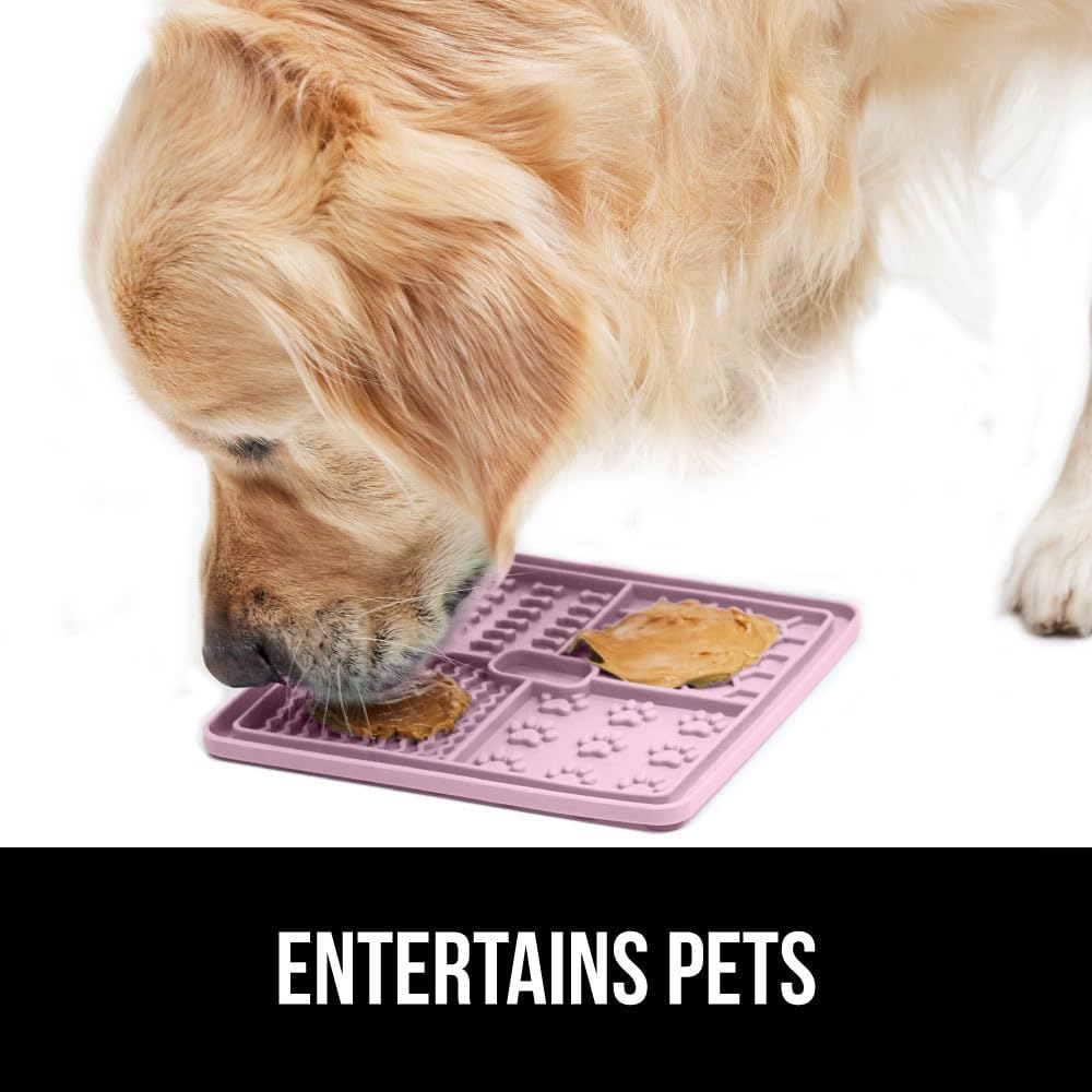 GORILLA GRIP BPA Free Silicone Lick Mat for Dogs, 49 Powerful Grip Suction Cups, Dishwasher and Freezer Safe Flexible Licking Pad for Dog Baths, Cat Grooming, Nail Trimming, Turquoise Pink Blue 3 Pack