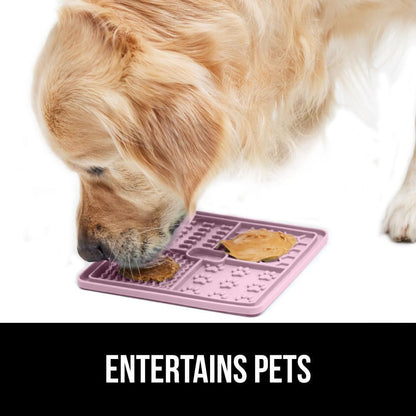 GORILLA GRIP BPA Free Silicone Lick Mat for Dogs, 49 Powerful Grip Suction Cups, Dishwasher and Freezer Safe Flexible Licking Pad for Dog Baths, Cat Grooming, Nail Trimming, Turquoise Pink Blue 3 Pack