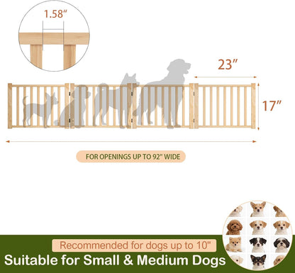 Wooden Freestanding Dog Gates,23" H Foldable Wood Pet Gate Indoor, No-Painted Puppy Gate for Doorways, Stairs, 23" Height-2 Panels