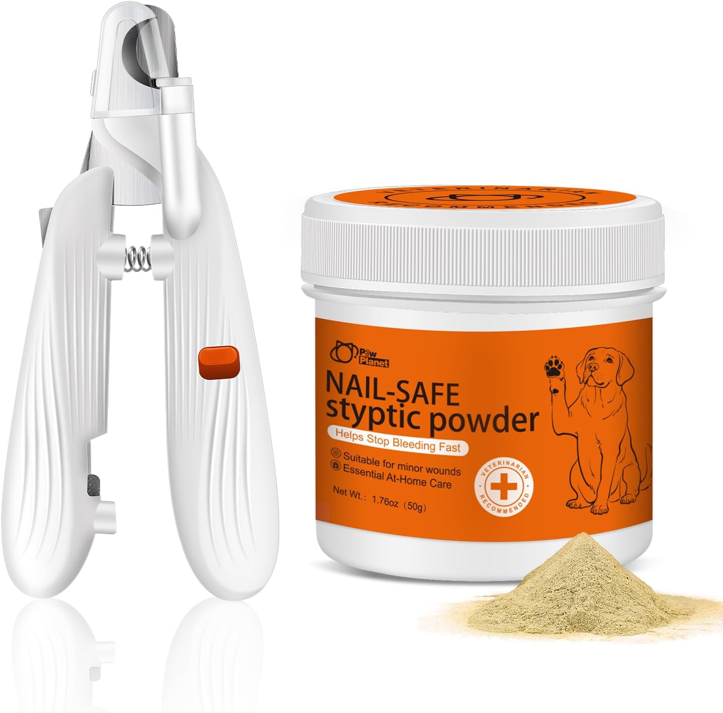 PAW PLANET Styptic Powder for Dogs & Cats -1.76oz Fast Acting Blood Stop Powder for Nail Clipping, Minor Cuts & Wing Clipping,Essential First Aid for Dark Nails (2-Pack)