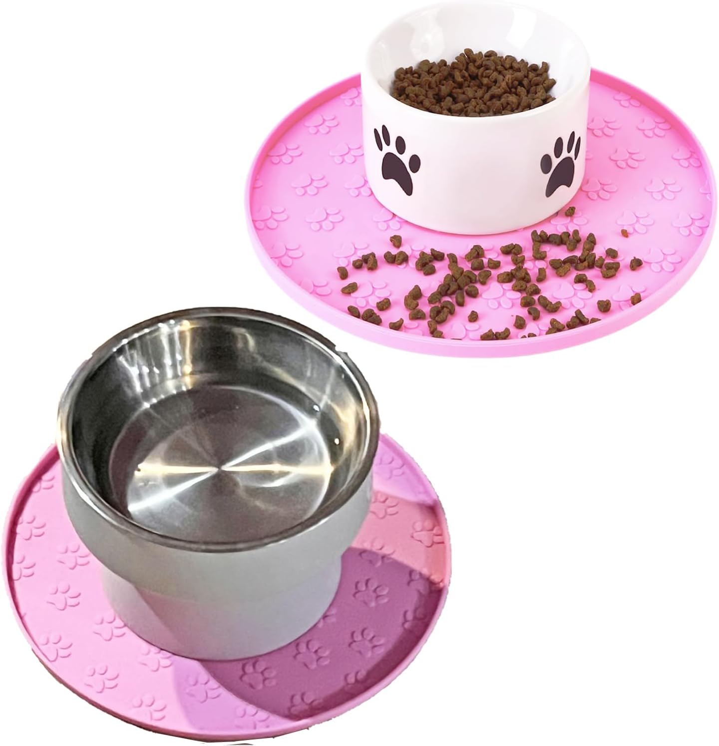 Pet Feeding Mat, Waterproof, Raised Edges to Prevent Spills, Easy Clean in Dishwasher, Dogs and Cats Placemat Tray to Stop Food and Water Bowl Messes on Floor(1Pack Beige)