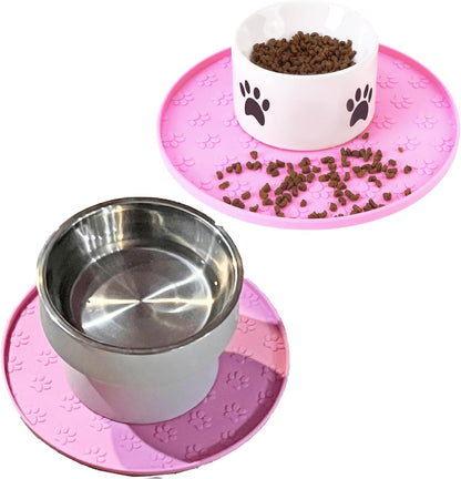 Pet Feeding Mat, Waterproof, Raised Edges to Prevent Spills, Easy Clean in Dishwasher, Dogs and Cats Placemat Tray to Stop Food and Water Bowl Messes on Floor(1Pack Beige)