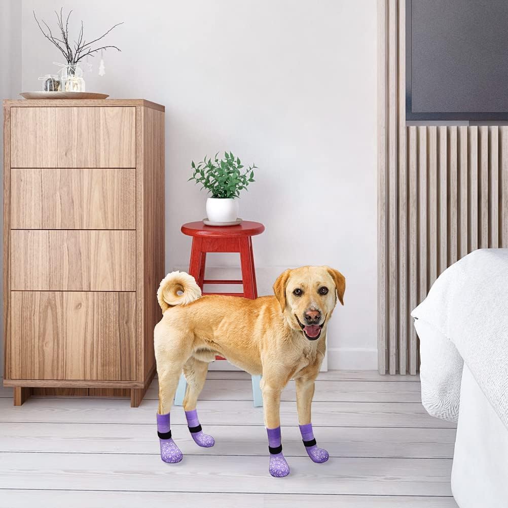 EXPAWLORER 6Pcs Anti-Slip Dog Socks to Prevent Licking Paws,Dog Shoes for Hot Pavement,Dog Booties Traction Control on Hardwood Floor,Boots & Paw Protectors, for Puppy Small Medium Large Senior Dogs