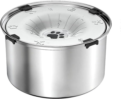 SCHITEC No Spill Dog Water Bowl for Large Dogs, 5.6L / 1.5 Gallon Stainless Steel Splash-Proof Slow Drinking Pet Dish with Floating Disk & Non-Slip Base, Mess-Free Design for Home or Travel-Light Gray
