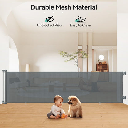 COMOMY 118" Retractable Baby Gates Extra Wide, Retractable Dog Gate for Large Openings, Extra Long Dog Gates for The House, Extra Large Mesh Pet Gate for Stairs, Doorways, Hallways, Indoor&Outdoor