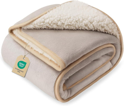Luciphia Waterproof Bed Blanket Washable,Soft Sherpa Fleece Puppy Reversible Throw Blankets for Small Dog Cat,Furniture Cover Protector Couch Bed from Liquid Pee and Pet Fur, Light Grey, 40" x 28"