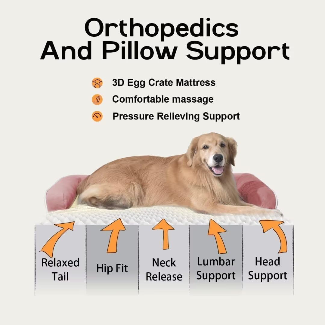 Large Dog Bed Orthopedic Washable - Beds Bolster - Medium XL XLarge Big Dogs - Memory Foam Couch Sofa - Waterproof with Removable Cover