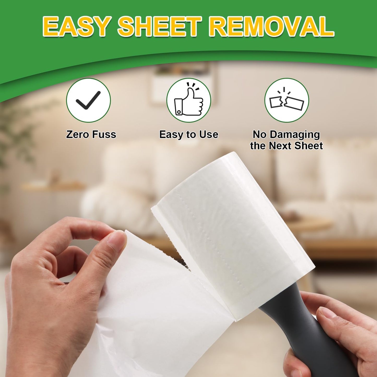 Lint Roller Pet Hair Value Pack of 250 Sheets, Extra Sticky Lint Remover for Dog & Cat Fur, Clothes, Furniture, Couches Reusable Lint Remover for Fuzz, Fluff & Hair(White)