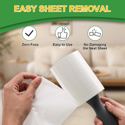 Lint Roller Pet Hair Value Pack of 250 Sheets, Extra Sticky Lint Remover for Dog & Cat Fur, Clothes, Furniture, Couches Reusable Lint Remover for Fuzz, Fluff & Hair(White)