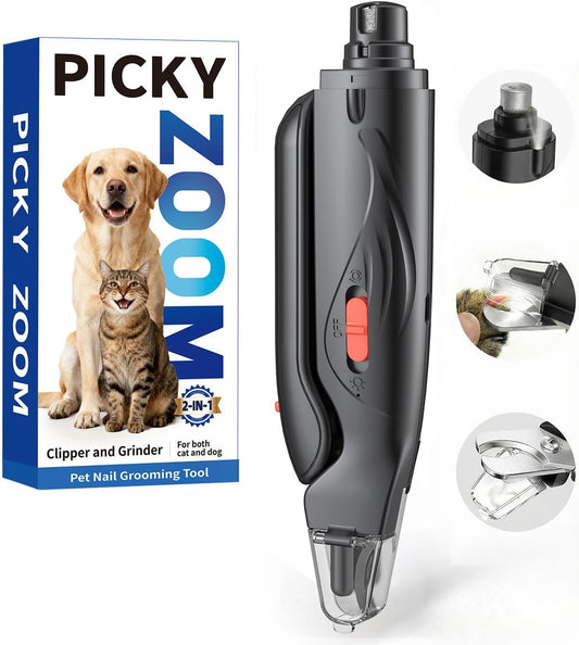 2-in-1 Dog & Cat Nail Clippers and Grinder with Light – Upgraded Safety Guard to Avoid Overcutting, Sharp Blade, Painless Quiet Pet Nail Claw Trimmers, Professional Grooming Tool for Large Small Pets