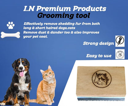Original Deshedding Grooming Tools for Horse, Cats & Dogs Easy Ergonomic Wooden Handle Professional Brush Grooming Tool, Remove painlessly 95 Percent of Lose Hair Fur & Dirt (5 inch)