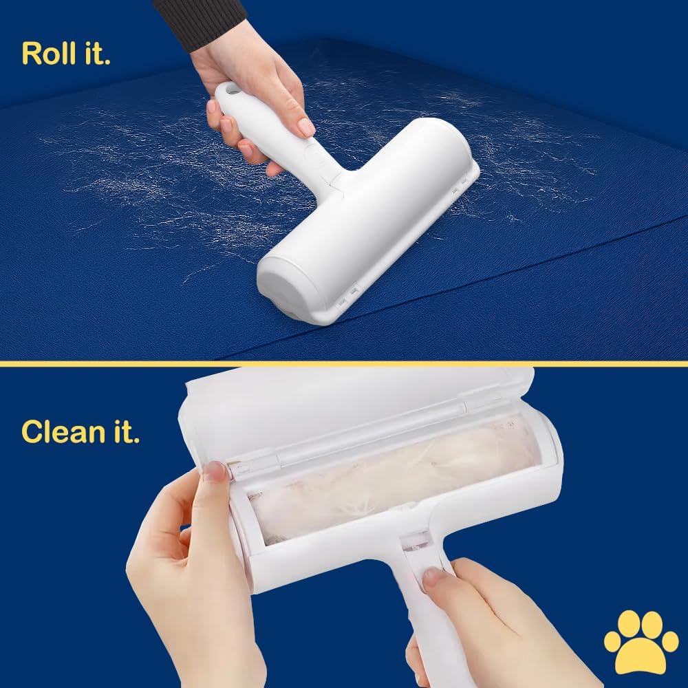 Pet Hair Remover, Reusable Self-Cleaning Lint Roller for Dogs & Cats, Fur Remover for Furniture, Couch, Carpet, Clothes, Bedding & Car, No Adhesive, Multi-Surface, Easy to Use