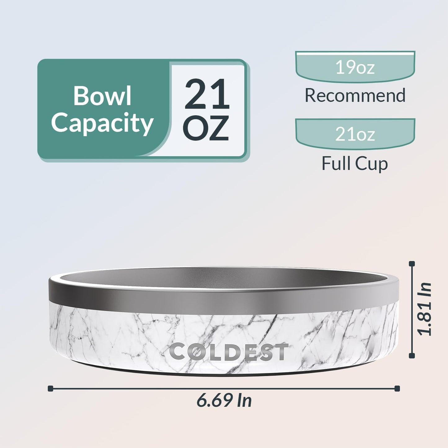 Coldest Dog Bowl - Anti Rust Metal, Non Slip, 3 Layers Insulated Stainless Steel Dog Bowls - Spill Proof & Heavy Duty - Water Bowl for Dogs, Cats & Pets, Dish Washer Safe (21 oz, Stealth Black)