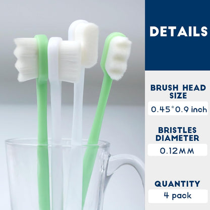 Dog Toothbrush Kit 2 Pack, Ultra Soft Pet Tooth Brush for Medium to Large Dogs & Cats, Animal Teeth Brushing Kit for Easy Dental Cleaning, 2 Pcs, Pink