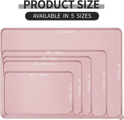 Reopet Waterproof Pet Feeding Mat, Non-Slip Silicone Placemats for Dog Cat Food and Water Bowl, High Raised Edges to Prevent Spills and Protect Floors