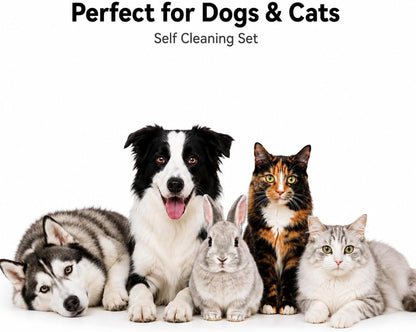 Cat Grooming Gloves for Shedding – Pet Hair Remover Set with Self-Cleaning Mitt – 2 Deshedding Gloves + 1 Reusable Cleaning Mitt for Cats & Dogs – Long & Short Hair Deshedder
