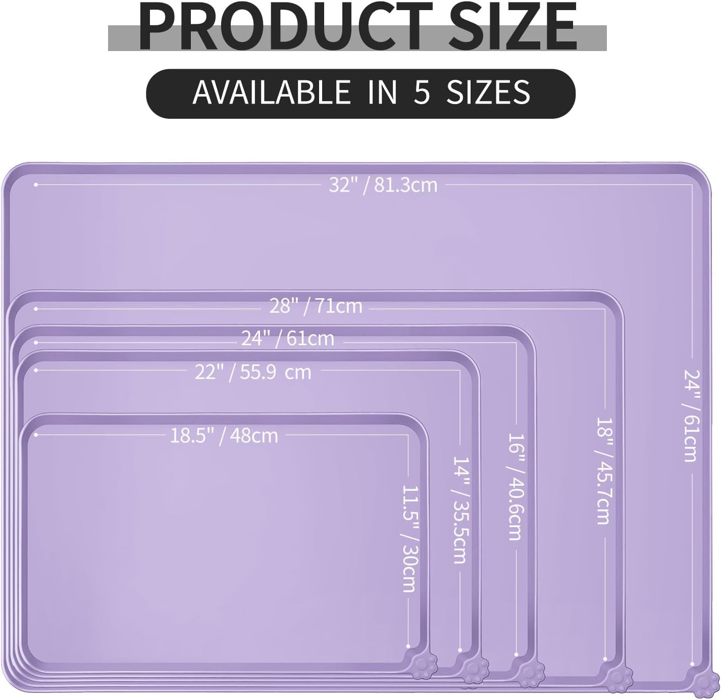 Reopet Waterproof Pet Feeding Mat, Non-Slip Silicone Placemats for Dog Cat Food and Water Bowl, High Raised Edges to Prevent Spills and Protect Floors