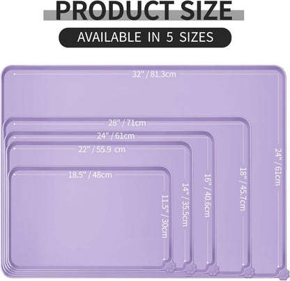 Reopet Waterproof Pet Feeding Mat, Non-Slip Silicone Placemats for Dog Cat Food and Water Bowl, High Raised Edges to Prevent Spills and Protect Floors