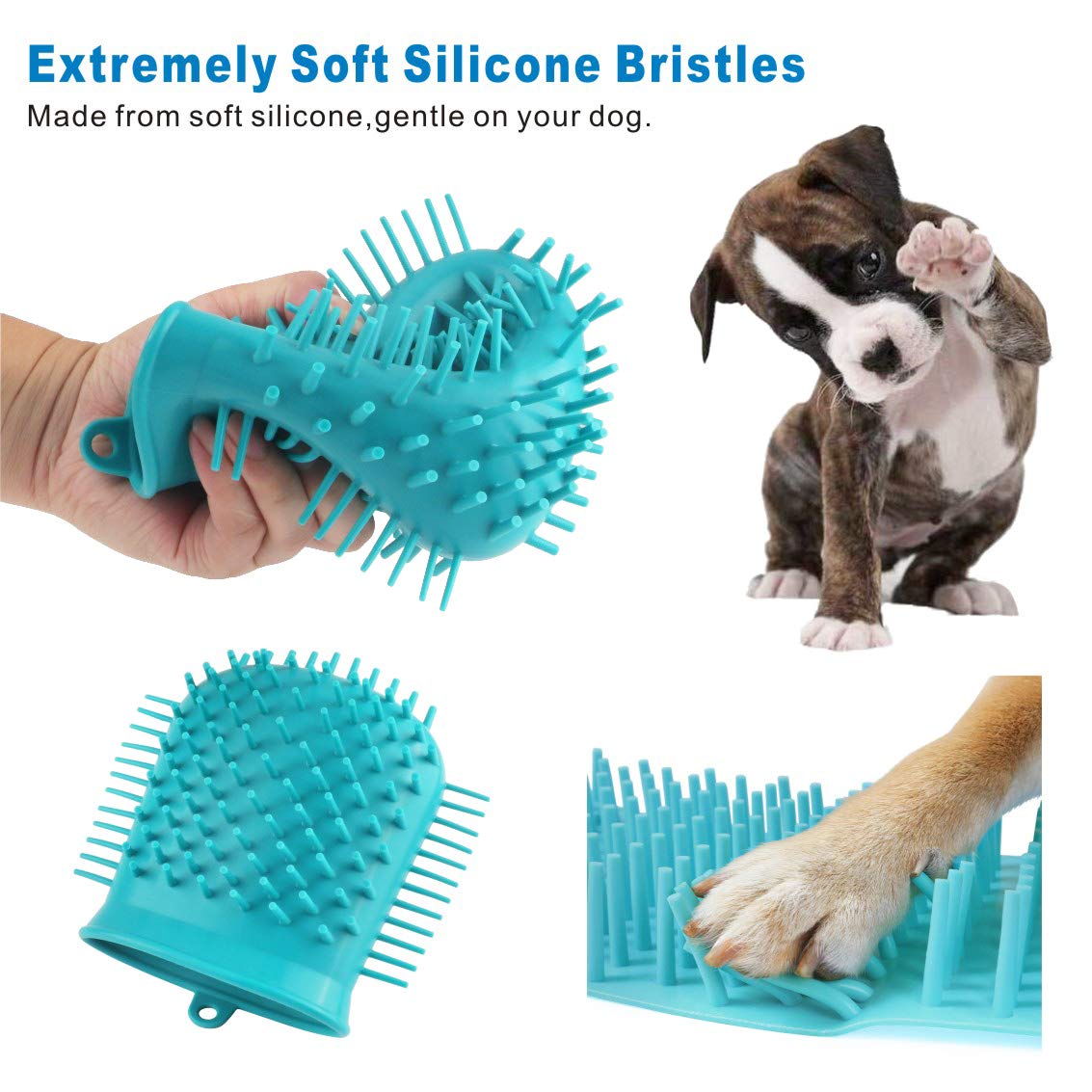 Idepet Dog Paw Cleaner Cup with Towel Pet Foot Washer Protable Dogs Cleaning Brush for Puppy Cats Massage Grooming Dirty Claws (Purple)