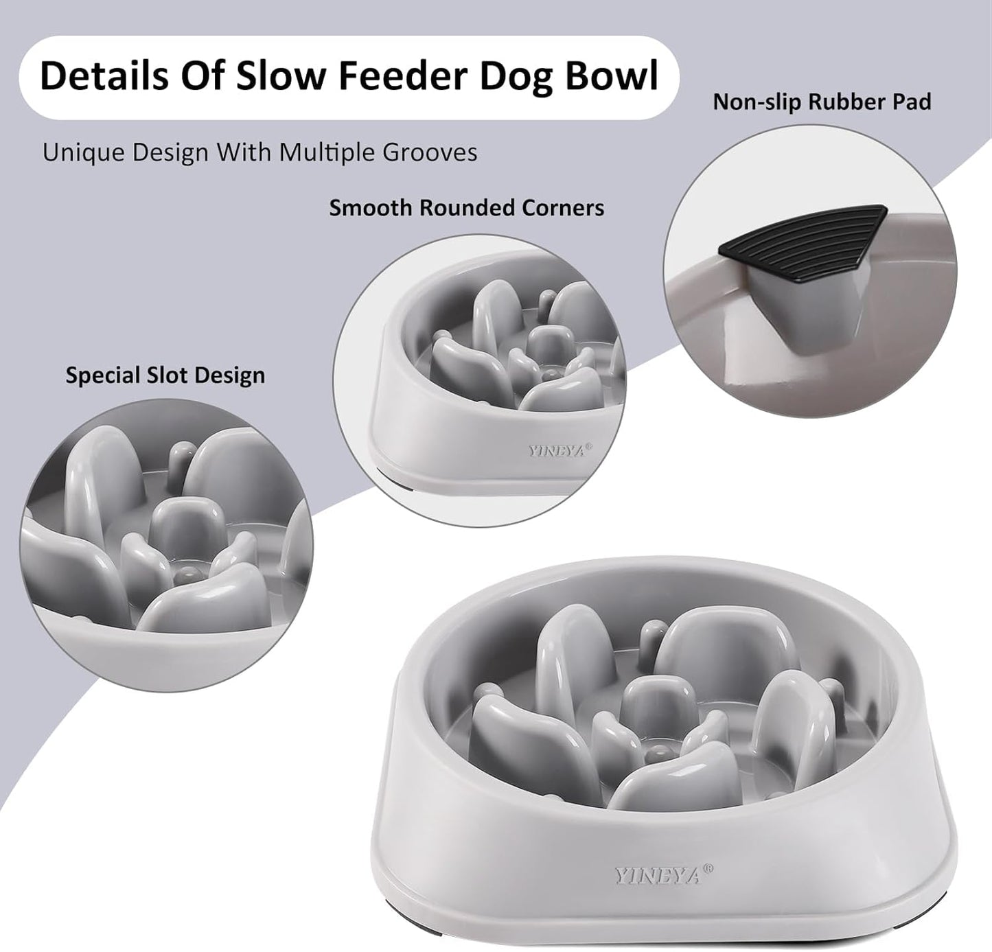 YINEYA Slow Feeder Dog Bowls, Pet Supplies that Slow Down Eating, Pet Food Bowls, Maze Dog Puzzle Feeder for Medium Breed