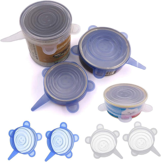 COMTIM Pet Food Can Lids, Silicone Stretch Can Lids Covers for Dog Cat Food, Reusable Expandable Universal Size Fit Most Cans and Jars, 6 Pack