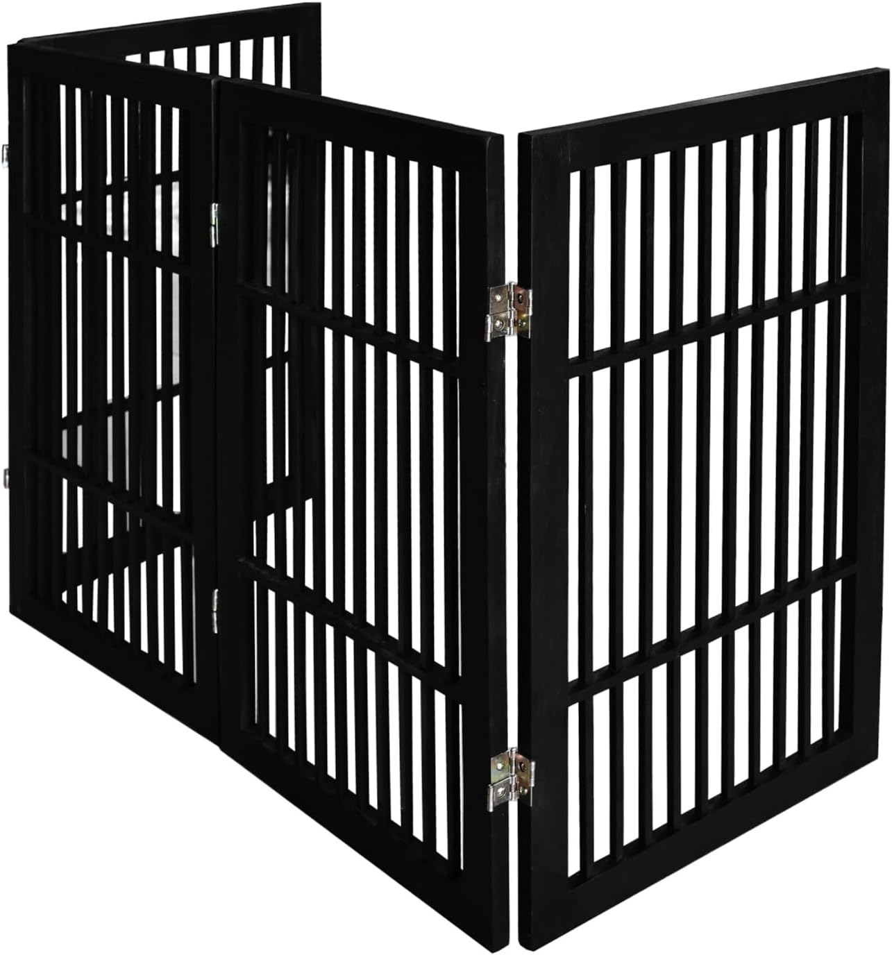 Urnporium Freestanding Wooden Dog Gate for Doorways – Foldable Acacia Wood Pet Gate, No Drill Portable Indoor/Outdoor Puppy Fence Barrier (White Pet Gate, 3 Panel 24" Tall)