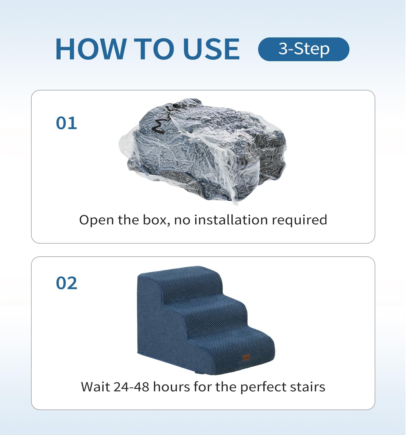 Made4Pets Dog Stairs Ramp for Small Dogs 15.7" H, 3-Step Dog Steps for Bed Couch Sofa and Chair, 35D Foam Pet Steps for Small Dogs and Cats, Non-Slip Bottom Pet Stairs, Grey