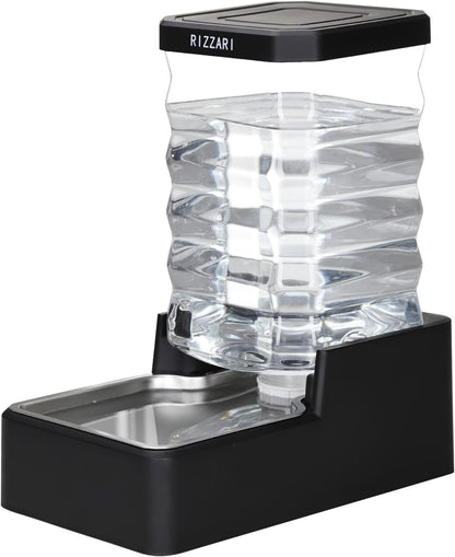 RIZZARI 10L Stainless Steel Dog Water Dispenser – Large Capacity Gravity Auto-Refill Waterer with Anti-Tip Design for Large Dogs, Ideal for Living Rooms, Offices & Indoor Pet Spaces