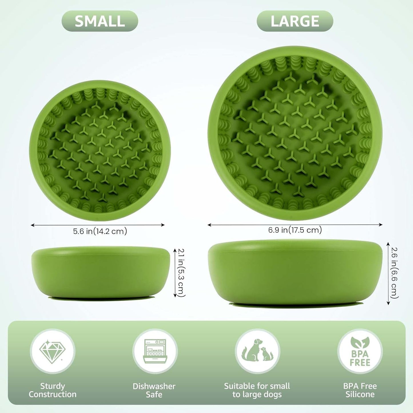 Dog Lick Bowl, ZOURYNUA Non-Slip Slow Feeder Dog Bowls, Enrichment Licking Mat for Distraction, Anxiety Relief Treat Dispenser Freezer, BPA Free Silicone & Dishwasher Safe (Pink, Small)
