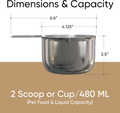 Color Up 1 Cup Pet Food Scoop – Stainless Steel Dog Food Scoop Cup (16 Tbsp) – Heavy-Duty, Rust-Resistant Measuring Scoop for Dogs, Cats, Birds & Rabbits – Ideal for Dry Food & Treats