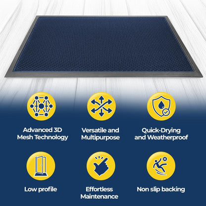 Muddy Mat® Meshy Mat™ Door Mat Heavy-Duty Quick-Dry Floor Mat, Sand & Dirt Trapper for Indoor & Outdoor, Ideal for Entrance, Mudrooms,Patios & Garages,Low-Profile,Non-Slip,Washable– Black 17"x30"x0.4"