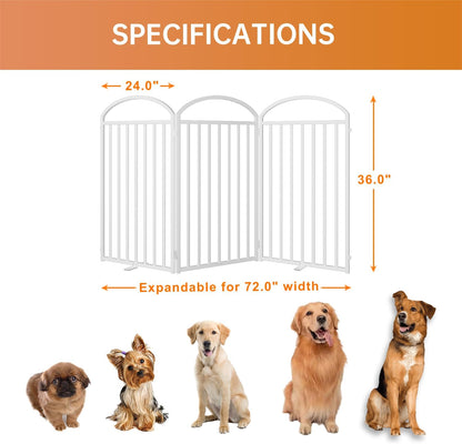 SNUOWU 4 Panels Full Matel Freestanding Dog Gates with Door, 96"Extra Wide 32"Tall Free Standing Dog Pet Gate for Indoor & Outdoor. Foldable Pet Fences for Doorways, House, Stairs, Porch, Deck, Yard