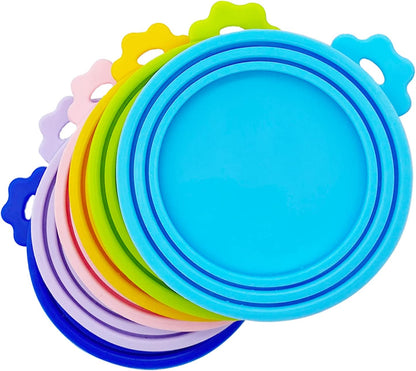 Food Can covers | 6 Pack Silicone Tin Lids for Dog and Cat | Universal BPA Free | One Can Cap Fit Most Standard Size Canned Dog Cat Food
