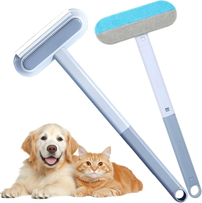 4 in 1 Cat and Dog Hair Remover, Pet Hair Removal with 17-Inch Extra Long Handle for Couch, Furniture, Carpet, Clothes, Bedding, Tile, Hardwood Floor, Car, Window, Cat Fur Removal Cleaning Tool (1PCS)